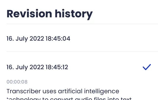 The revision history of a transcript