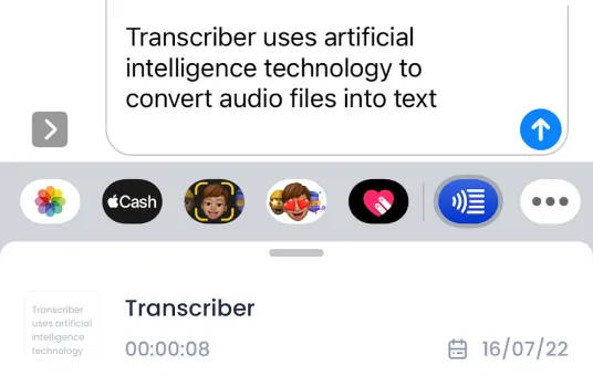 Sharing a transcript through the Transcriber iMessage extension