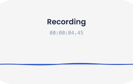 The Transcriber recording screen with an elapsed timer and live waveform